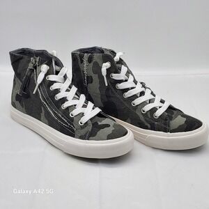 Billy Footwear High Top Camo Sneakers Green Grey Zip Around VGSP0084-037 Mens 8